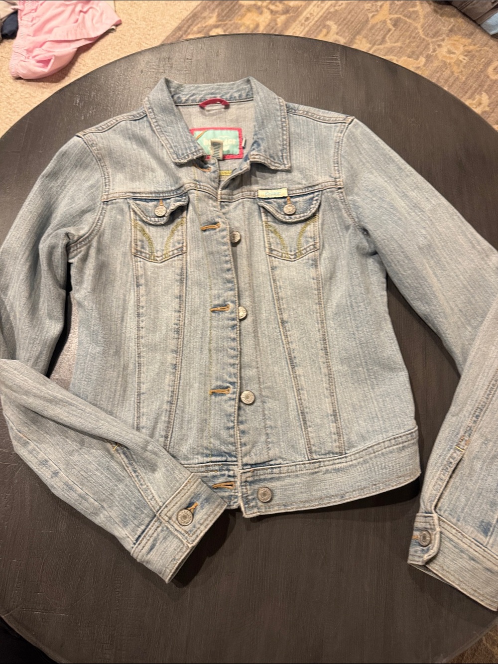 Hollister Light Blue Denim Jacket with Pink Trim